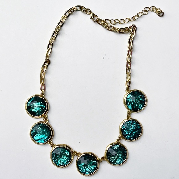 Tasha Aqua blue round statement necklace - Picture 2 of 2